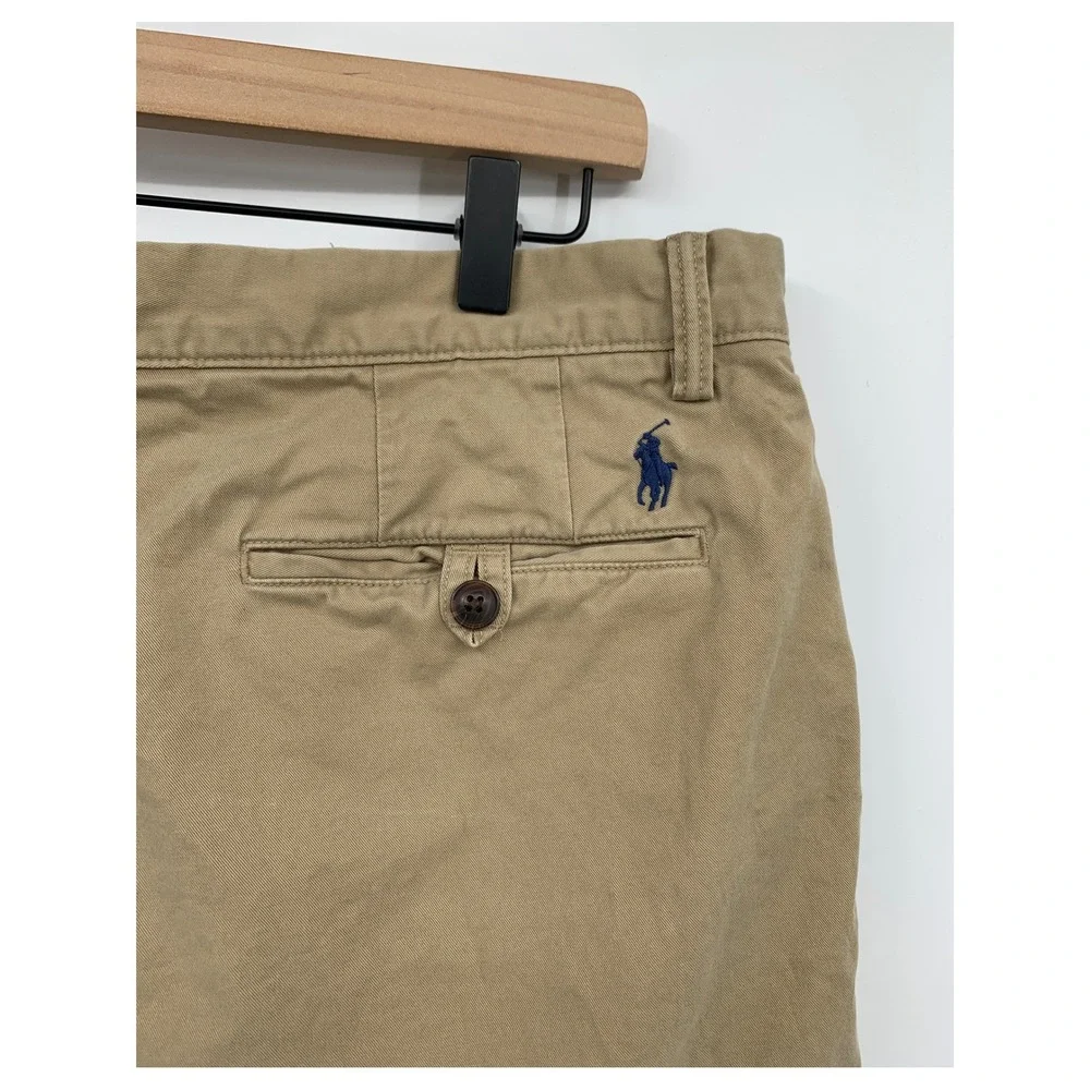 Polo Ralph Lauren Shorts Mens 33 Tan Chino Stretch Classic Fit Flat Front Khaki